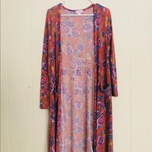 Lularoe Sarah Small Long Cardigan Orange Floral